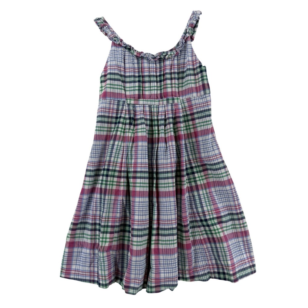 Ralph Lauren Dress‎ Girls 6 Multicolor Plaid Sundress Ruffle Strap Lined Cotton